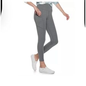 SO Women High Waisted Active Leggings W/Pockets Women XL Gray Heathered Workout